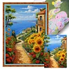 Sunflower Seascape-Full Embroidery 2 Strands 14CT Stamped Cross Stitch-40*60CM-Large Size