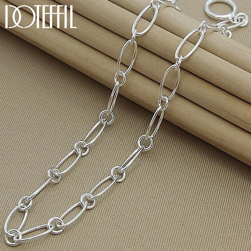 DOTEFFIL 925 Sterling Silver OT Buckle Necklace 45cm 18 Inches Simple Chain For Woman Man Jewelry