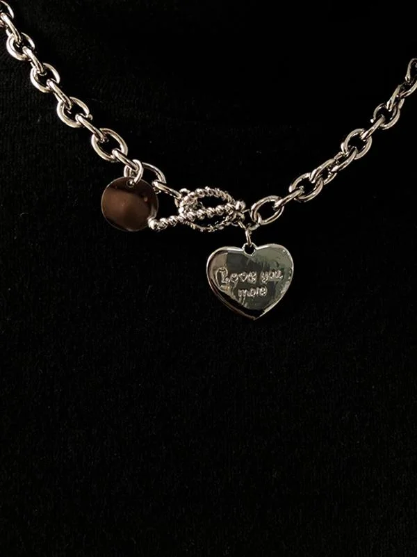 Simple Heart Pendant Link Necklace