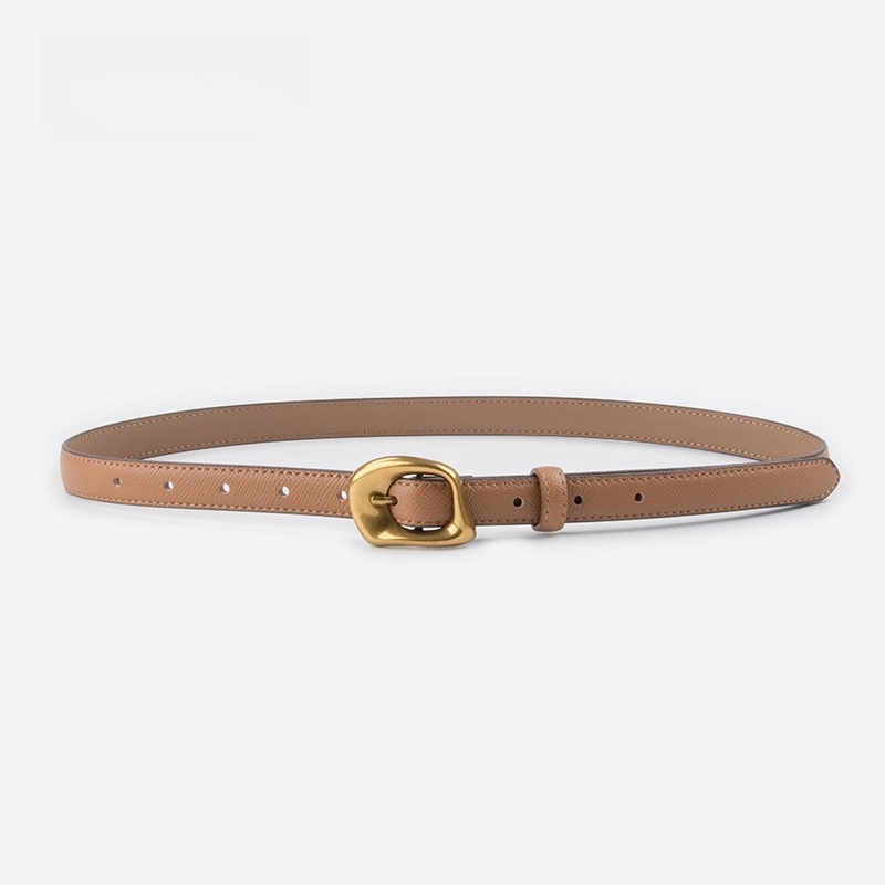 Minimalist Geometric Two-Layer Cowhide Alloy Women’s Leather Belts
