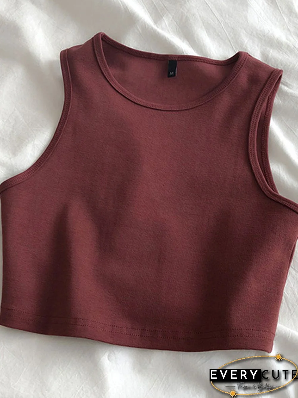 Summer New Ladies Retro Crop Top High Waist Slimming Stretch Slim Short Sleeveless Bottoming Top