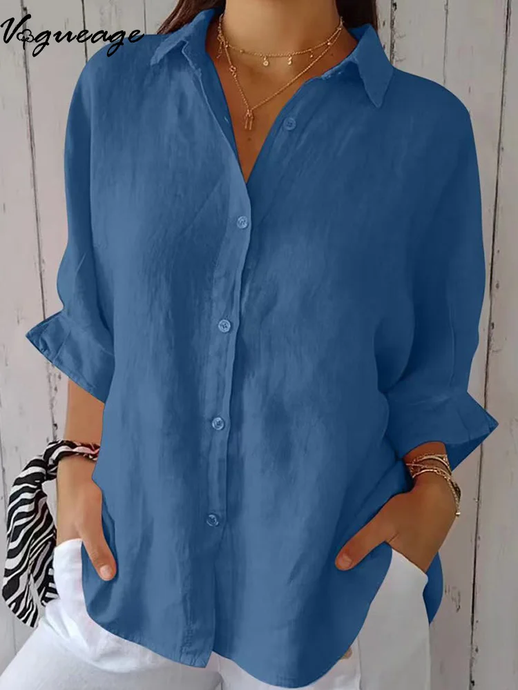 Simple And Stylish Loose Design Cotton And Linen Shirt