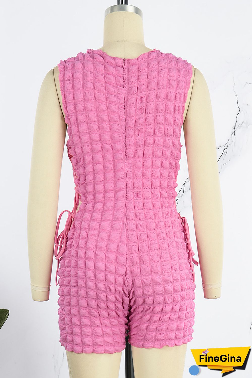 Green Casual Solid Bandage O Neck Skinny Romper