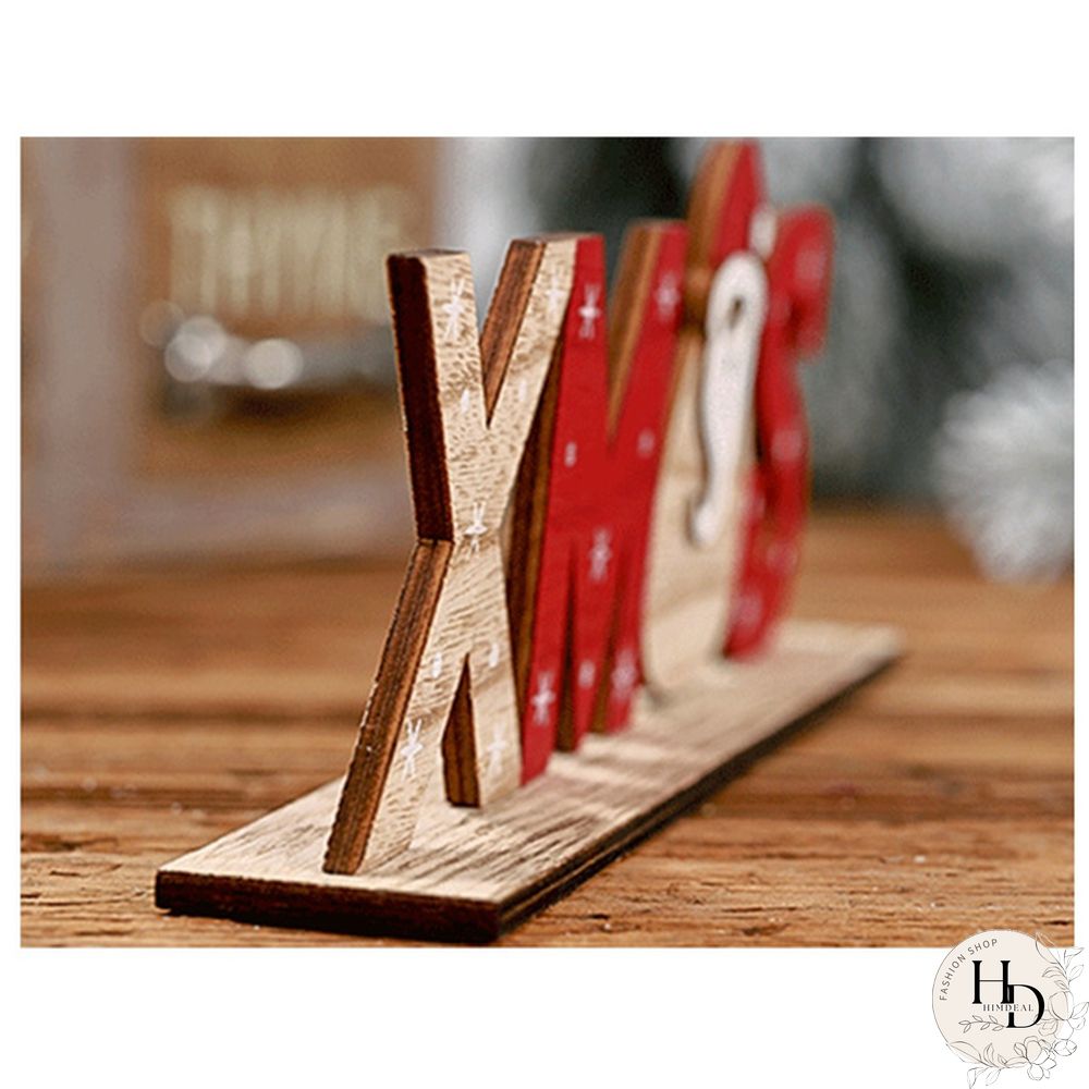 Wooden Freestanding Letters Sign Santa Claus Snowman Snowflakes Christmas Party Home Decorations Desk Xmas Table Gift