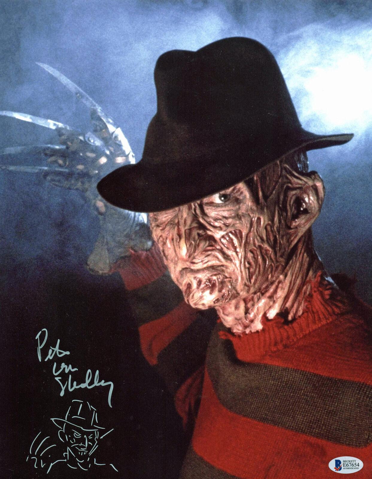 Pete Von Sholly Freddy Krueger Authentic Signed 11x14 Photo Poster painting w/ Sketch BAS E67654