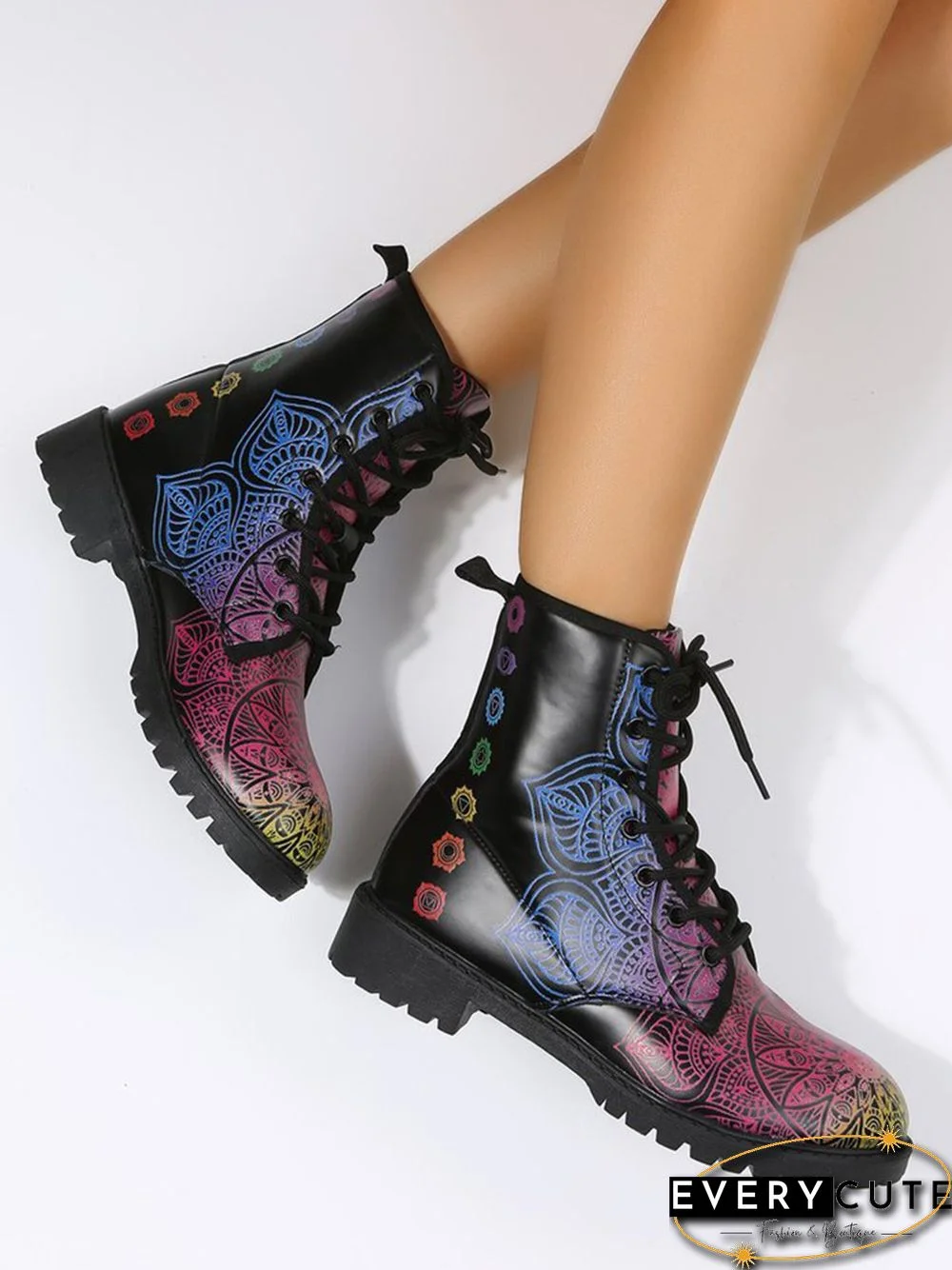 Colorful Gradient Folk Graphic Booties
