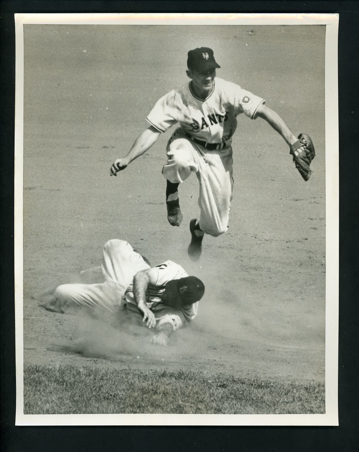 Davey Williams Enos Slaughter 1951 Type 1 Press Photo Poster painting New York Giants Cardinals