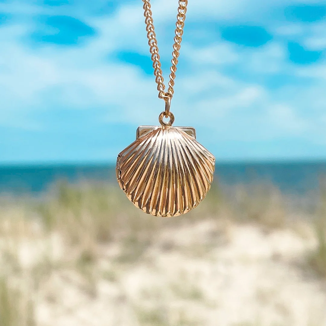 Fan Shell Locket Necklace