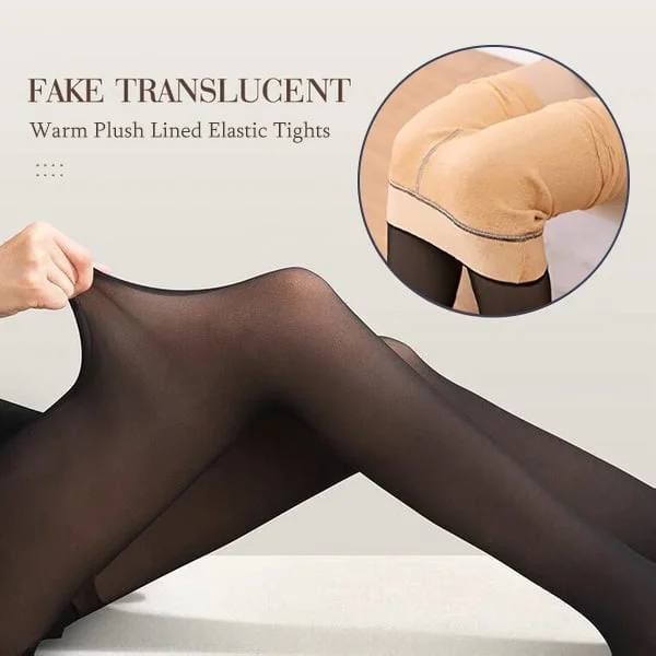 49% OFF-Flawless Legs Fake Translucent Warm Plush Lined Elastic Tights