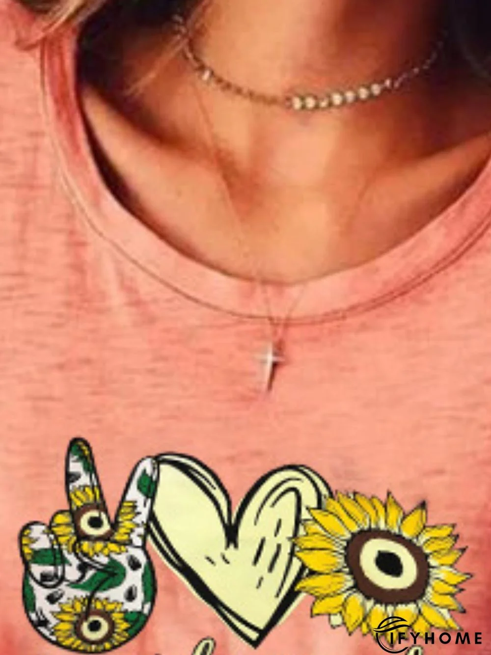 Pink Round Neck Casual Short Sleeve Tops | IFYHOME