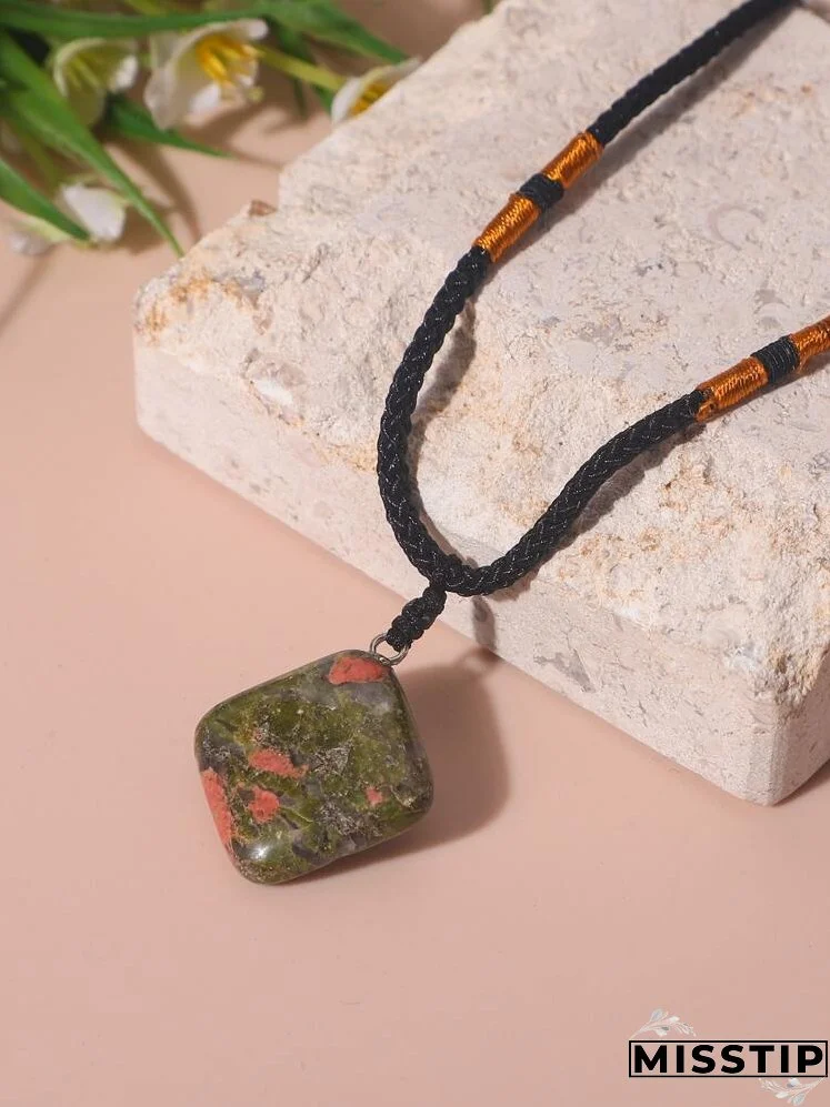 Geometric Stone Charm Necklace