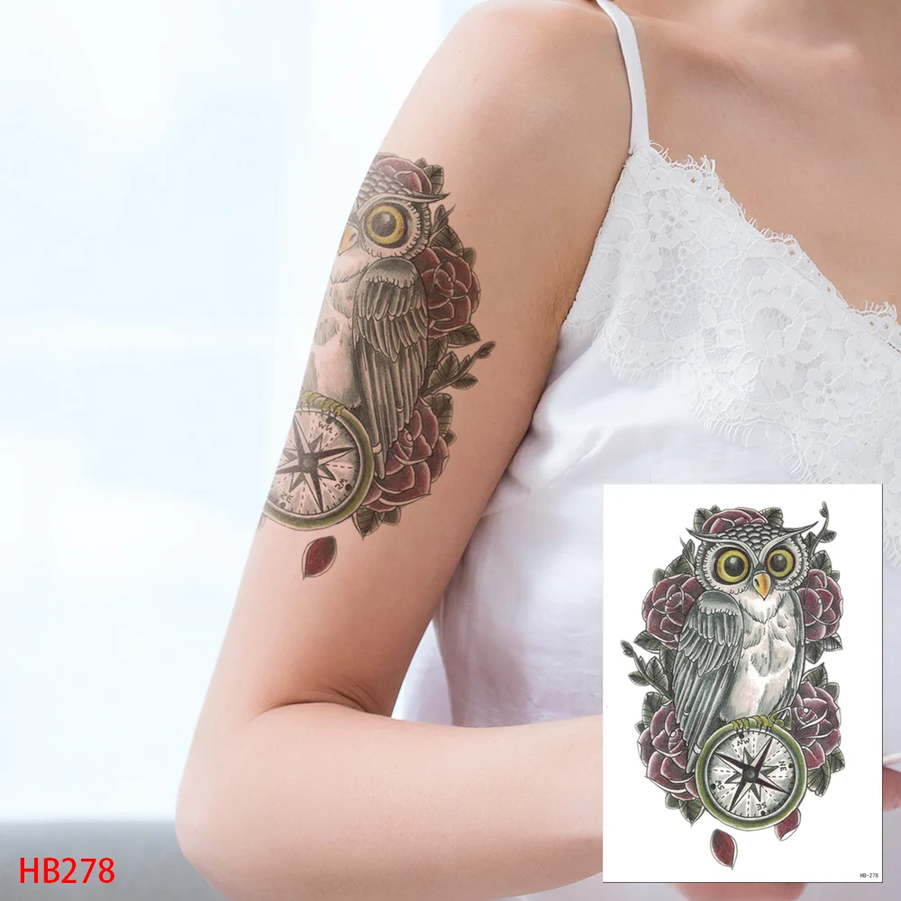 Sdrawing Transfer Waterproof Temporary Tattoos Sticker,Fake,Women Men Wolf,Skull,Eagle,Black Dragon,OWL,Beauty Body Art,Sexy Makeup