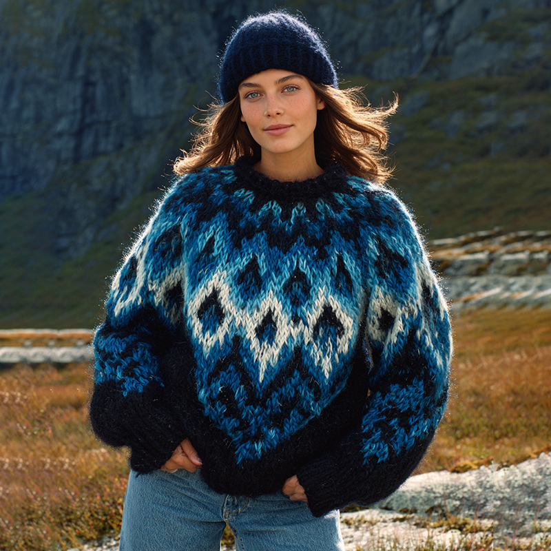 Women's Geometric Pattern Cozy Knit Sweater elevenforest