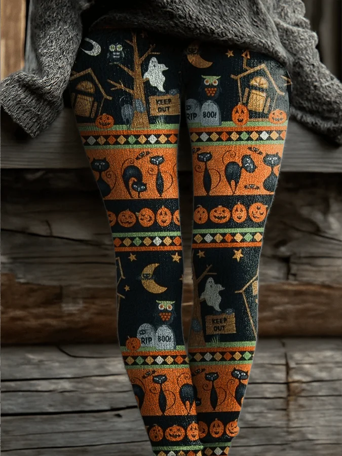 Women's Retro Halloween Print Leggings 