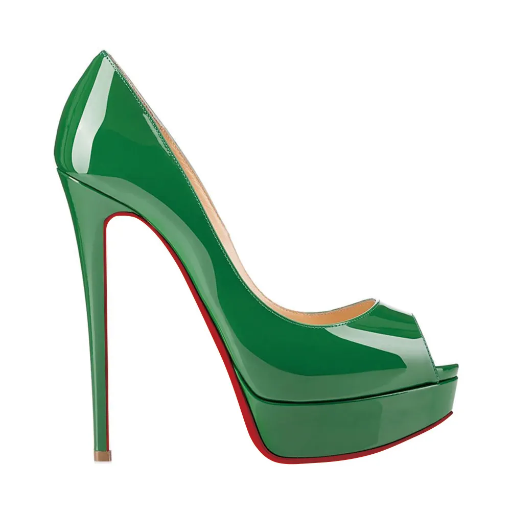 150mm Sky High Platform Red Bottom Peep Toe Pumps-vocosishoes