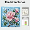 (25x25cm)DIY Pink Magnolia Flower Framed Handmade Pearl Painting Art Craft Kit Living Home Decor