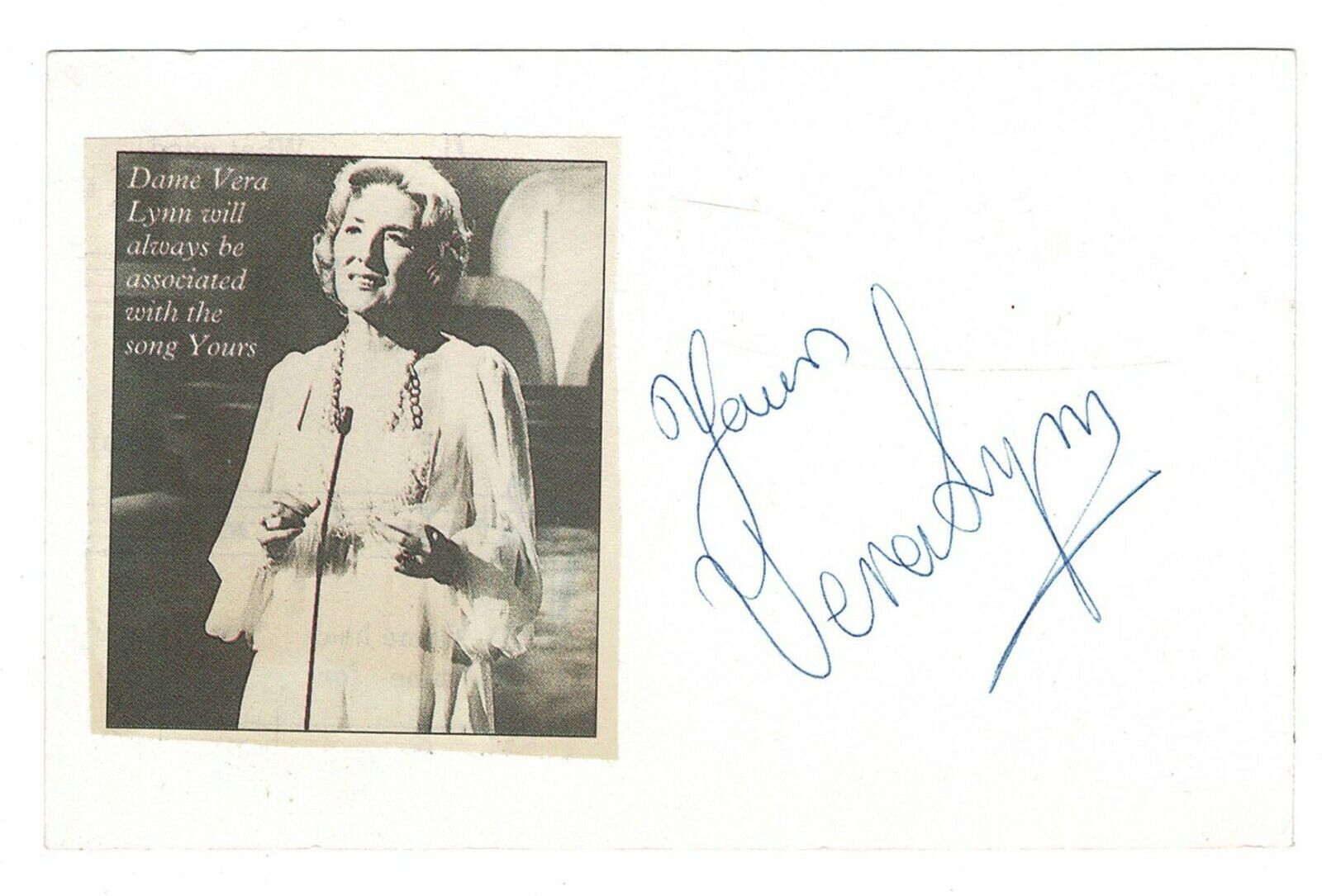 Vera Lynn signed autographed page! AMCo! 14238
