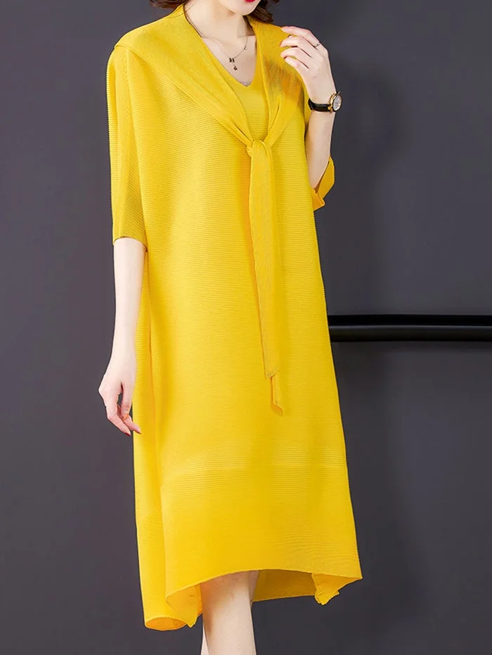 Fashion Pleated Mid-length Dress