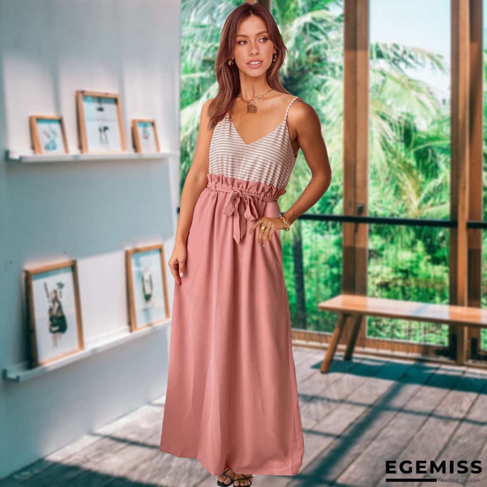 Contrast Stripe Stitching Dress Slim Print Skirt | EGEMISS