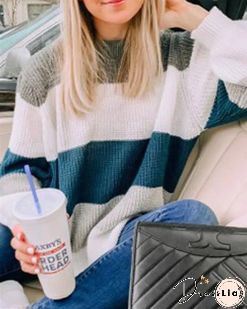 Autumn and Winter Knitted Crew Neck Sweater