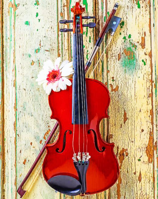 

Violin With Daisy Flower – Paint By Numbers - 40*50CM, 501 Original