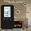 4-in-1 Gas & Carbon Monoxide Detector Plug in with LED Color Display Ultra Sensitive CO Detector with Temperature Humidity Display for Home Kitchen Hotels RV Apartment Travel