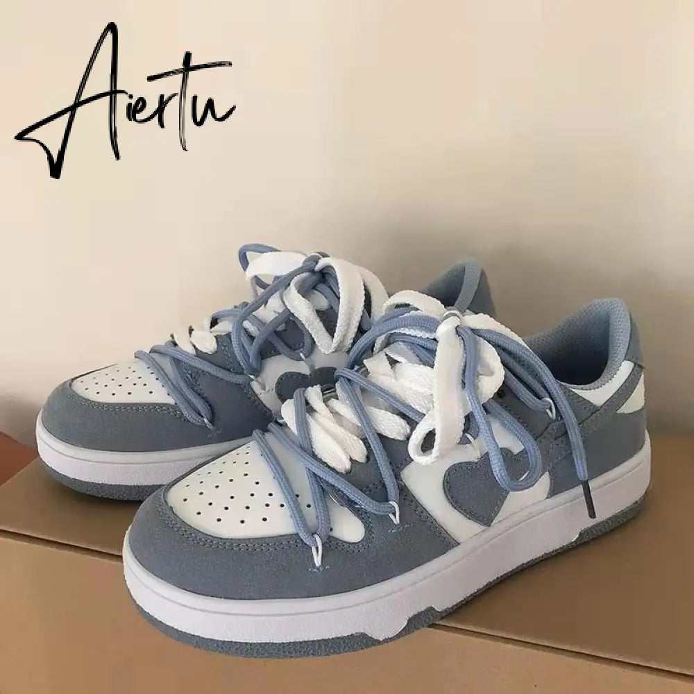 Aiertu New Women’s Sneakers Haze Blue Love Breathable Students Casual Sports Shoes Women Couple Borads Shoes Men Outdoor Sneakers Aiertu