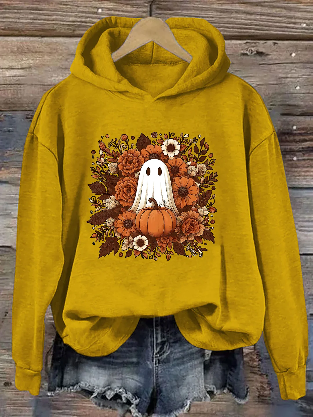 Floral Cute Ghost Halloween Hoodie
