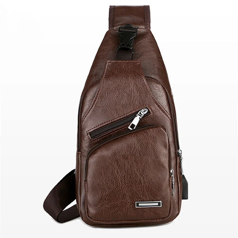 Luxury Brand Messenger Bag Leather Men Chest Bag Vintage Crossbody Shoulder Bag Men's Business Sling Bags Male Casual Chest Pack