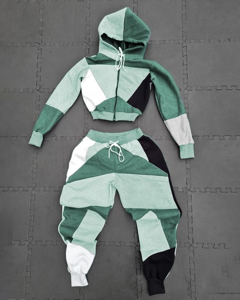 Women's Sporty Patchwork Printed Sets143