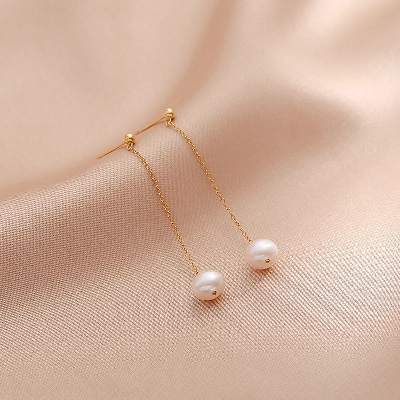1 Pair Freshwater Pearl Solid Color Drop Earrings