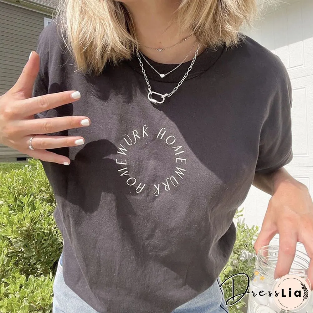 Home Wurk' Monogram Print Loose Short-Sleeve T-Shirt