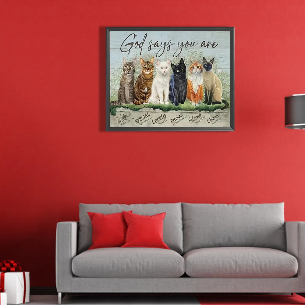 Diamond Painting - Full Round Drill - Cats Letters(Canvas|50*40cm)