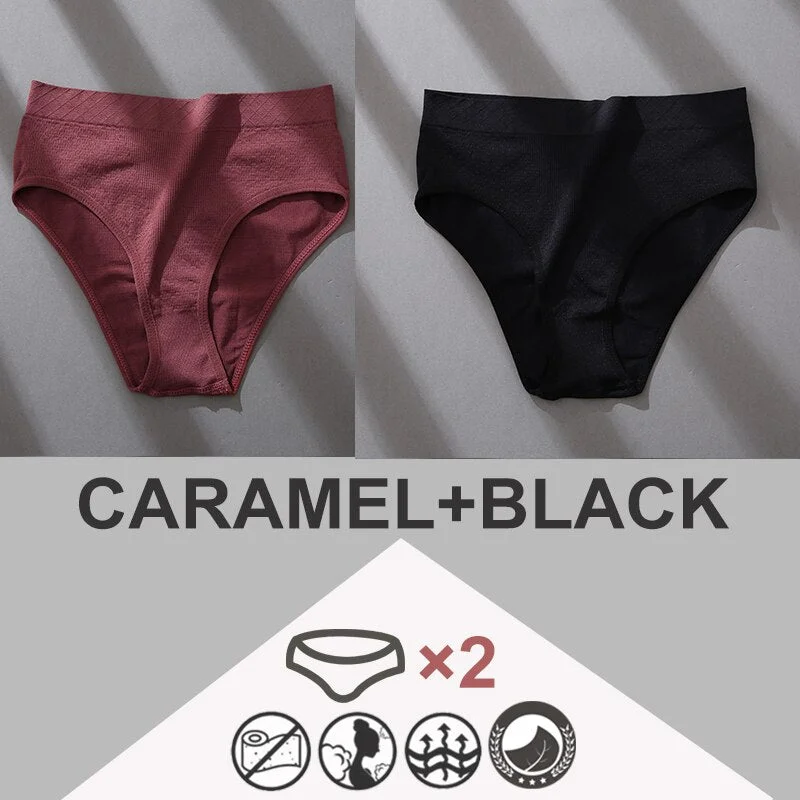 FINETOO 2PCS/Set Women Panties Bodyshaper M-2XL Women's Underwear Lingerie 8 Solid Colors Sexy Female Undepant High Waist Briefs