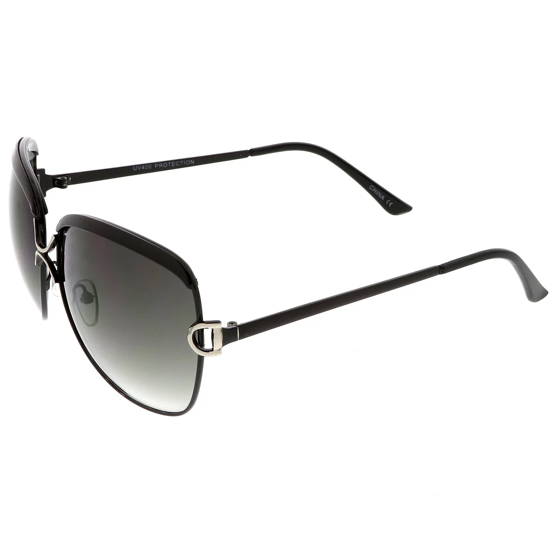 Women's Oversize Metal Square glasses Unique Nose Bridge Neutral Colored Lens 63mm