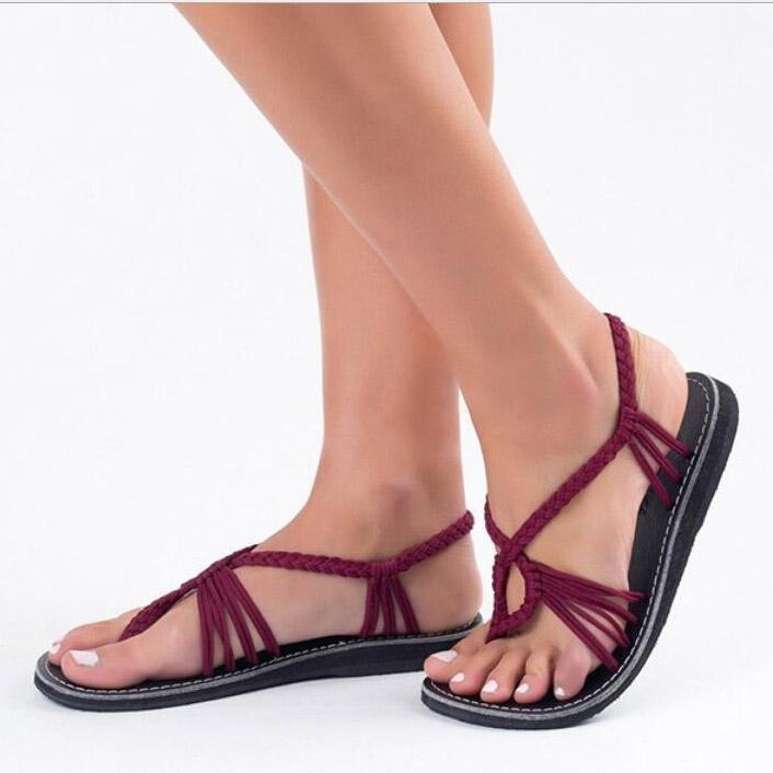 GOOSHOE Weave Strings Slip-on Flat Women Beach Sandals
