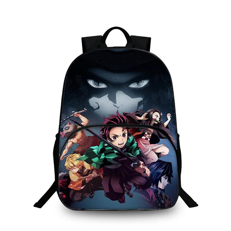 Buzzdaisy Demon Slayer 3D Print Backpack for Boys Girls School Bookbag Lunch Bag Pencil Bag 3 in 1