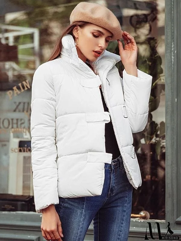 MidiSono - Turndown Collar Loose Parka Casual Thick Warm Jacket