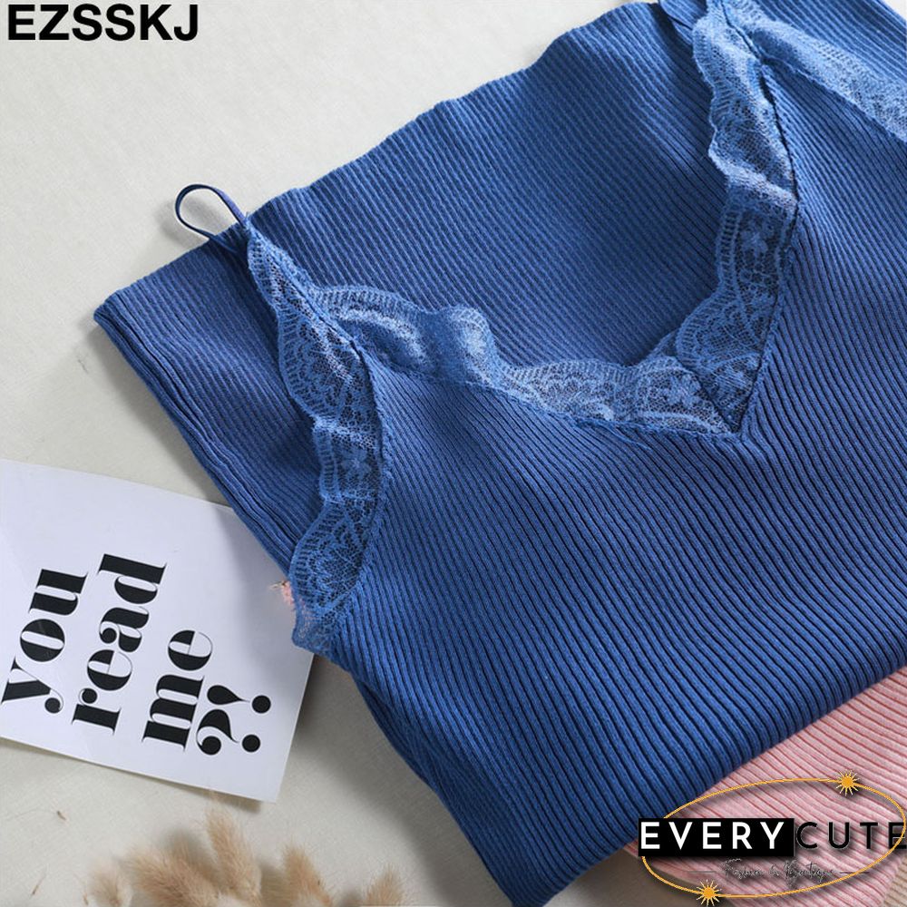 Sexy Basic Lace Camisole Summer Knit Tank Top Women Adjustable strap female camis high