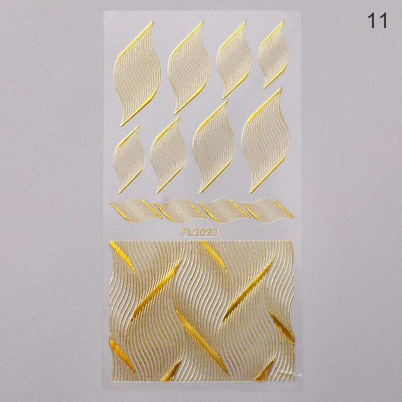 1PC Gold Sliver Striping Tape 3D Nail Stickers Geometry Lines Slider For Nails Gel Polish Decals For Manicures DIY Decoration-Nail Inspo