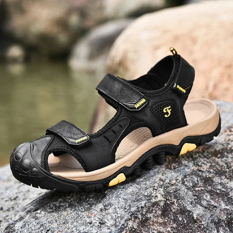 Neobee-2025 Newly Upgraded Leather Orthopedic Breathable Closed Toe Sandals