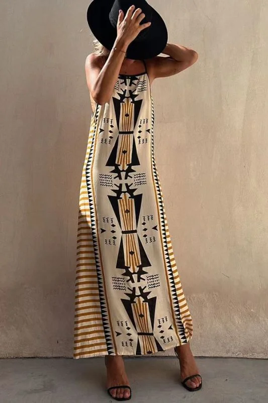 Beach Dates Ethnic Print A-line Maxi Dress