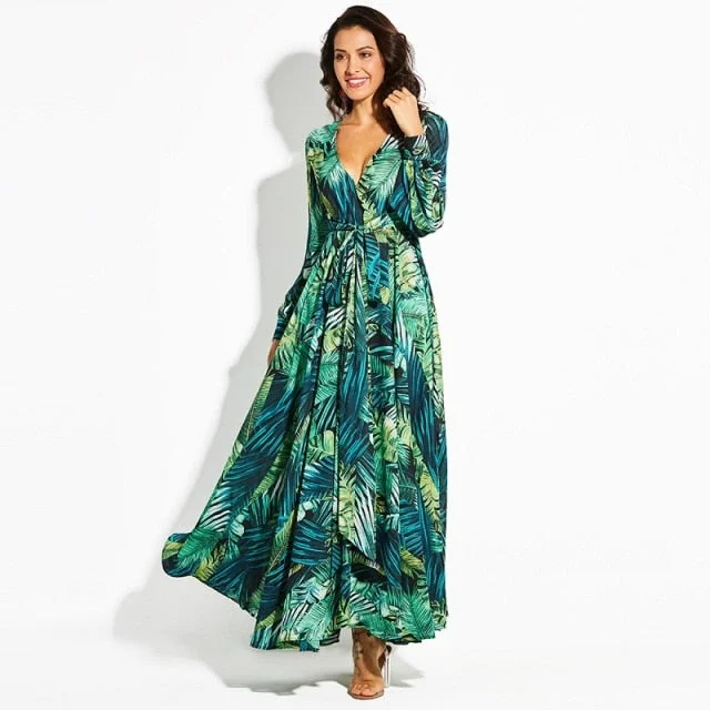 Floral Print Sexy Lady Bohemian Long Dresses