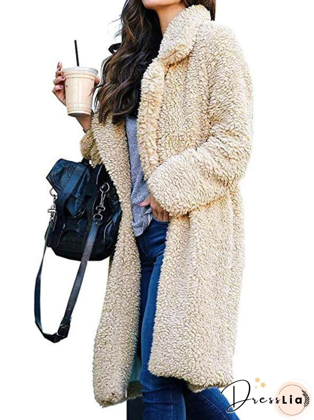 Soft Faux Lambelwool Loose Long Coat
