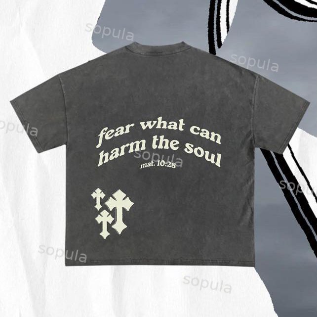 Sopula I Fear God Print Vintage Washed T-Shirt