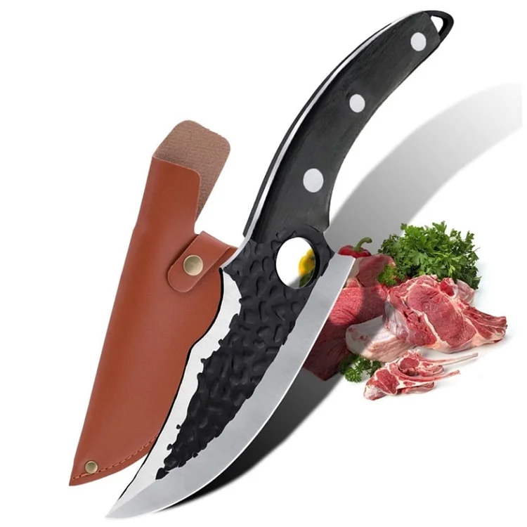 Meat Cleaver 7 Inch Boning Knife with Scabbard for Kitchen Heavy Duty Butcher Knife Hand Forged Serbian Chef Knife