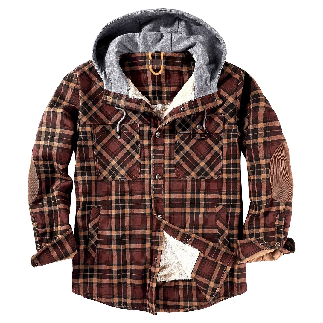Men's Sherpa Lined Jacket Plaid Flannel Shirt Jacket