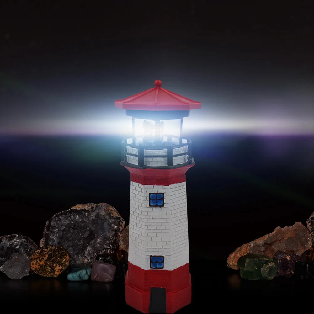Lighthouse Solar LED Light Garden Outdoor Smart Sensor Rotating Lamp (Red)