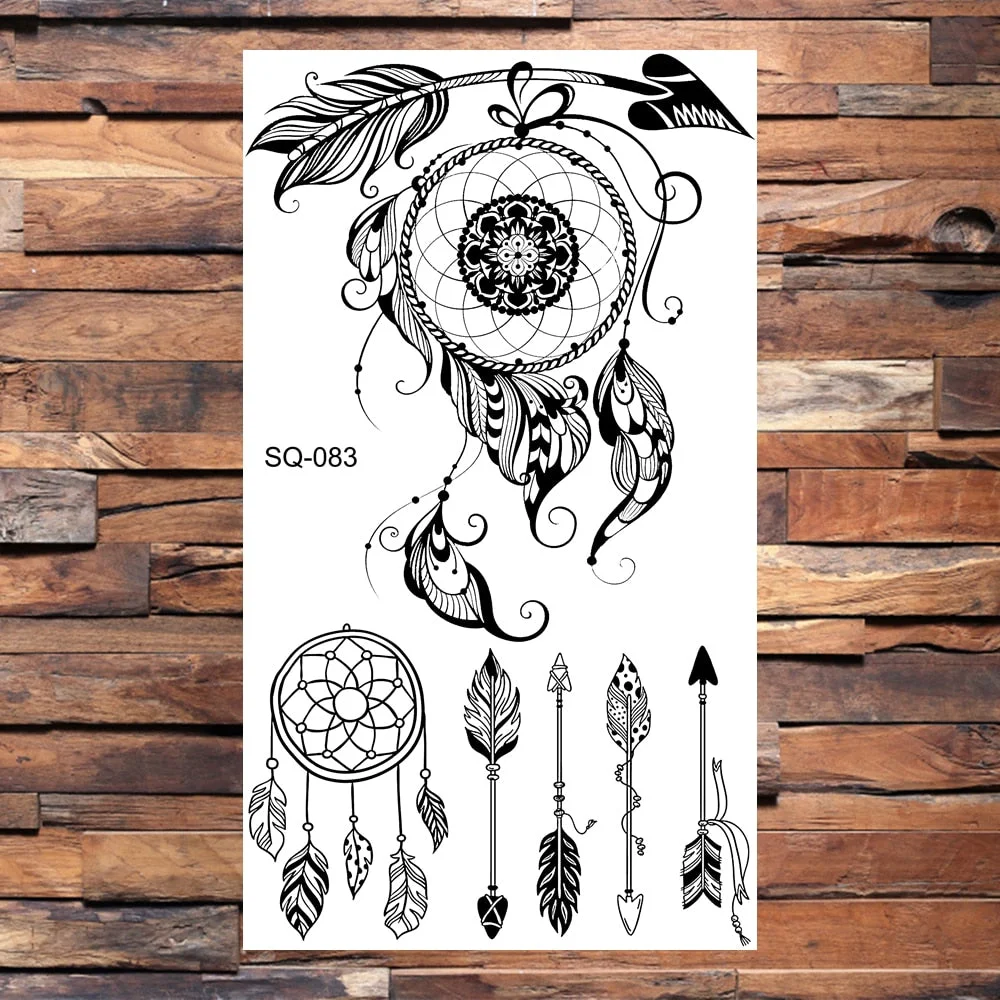 Skeleton Skull Temporary Tattoos For Women Adults Realistic Wolf Snake Rose Flower Feather Fake Tattoo Sticker Back Tatoos Body