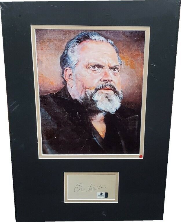 Orson Wells Autographed Index Card Framed with an 8x10 Photo Poster painting GA 857327